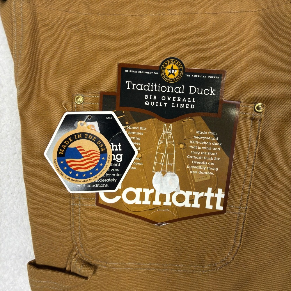 Carhartt Traditional Duck Bibs Overalls Quilt Lined 52x32 R02 BRN Brown NOS NWT